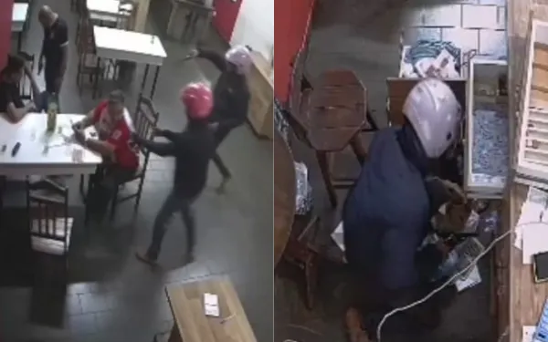 Clientes são jogados no chão durante assalto em restaurante