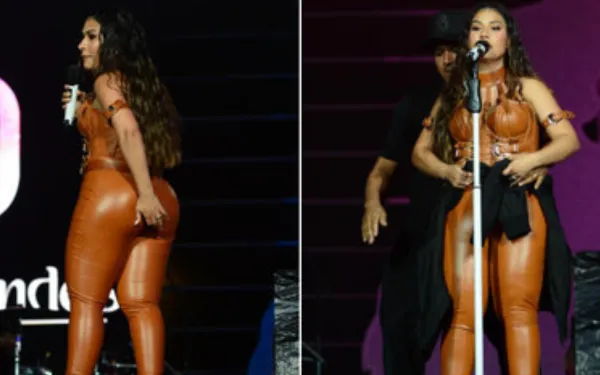Calça de Simone rasga durante show e cantora improvisa look