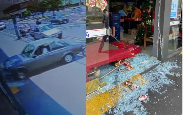Carro invade supermercado após motorista perceber que não tinha freio