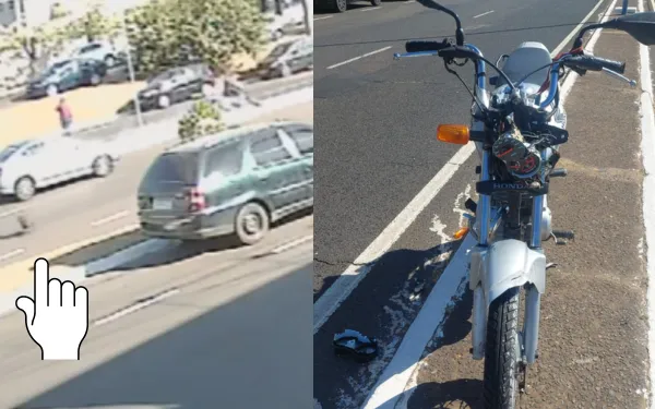 Cachorro atravessa avenida e provoca acidente entre carro e moto em Franca