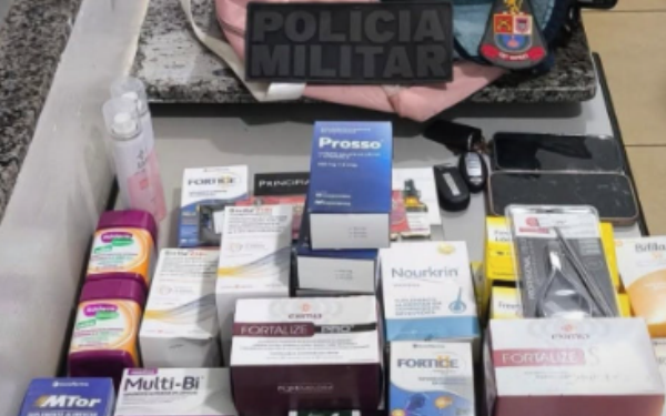 Dupla é presa com R$ 10 mil em produtos farmacêuticos após suspeita de furtos